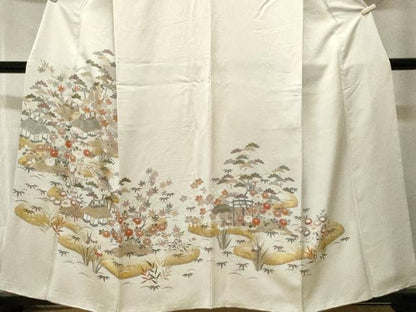 平和屋着物■訪問着　駒刺繍　松竹梅風景文　金彩　正絹　逸品　CABH0721ev