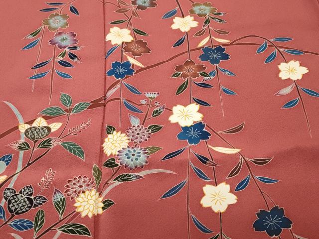 平和屋着物■訪問着　作家物　流水枝垂れ桜文　正絹　逸品　CABH0724ev