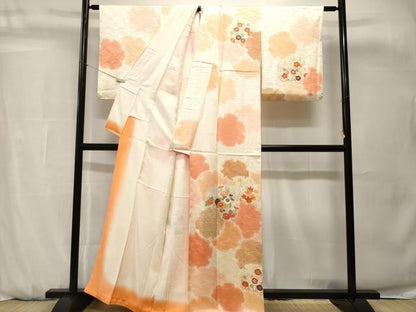 平和屋着物■訪問着　駒刺繍　雪輪重ね草花文　暈し染め　金彩　正絹　逸品　CABH0725ev