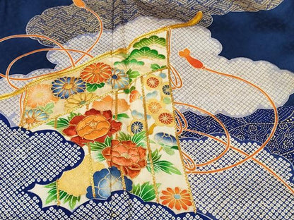 平和屋着物■訪問着　駒刺繍　几帳雲取り花文　金彩　正絹　逸品　CABH0733ev