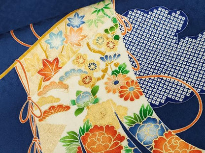 平和屋着物■訪問着　駒刺繍　几帳雲取り花文　金彩　正絹　逸品　CABH0733ev