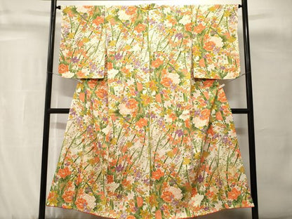平和屋着物■上質な小紋　草花文　正絹　逸品　CABH0734ev