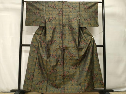 平和屋着物■本場大島紬　幾何学花文　正絹　逸品　CABH0735ev
