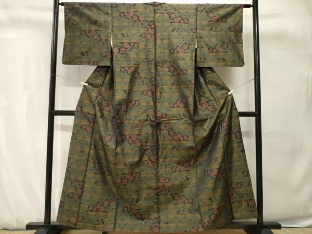 平和屋着物■本場大島紬　幾何学花文　正絹　逸品　CABH0735ev