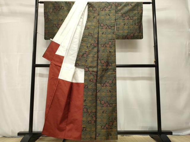 平和屋着物■本場大島紬　幾何学花文　正絹　逸品　CABH0735ev