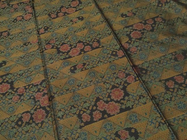 平和屋着物■本場大島紬　幾何学花文　正絹　逸品　CABH0735ev