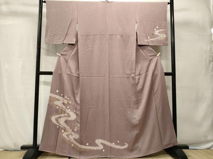 平和屋着物■訪問着　刺繍　絞り　道長草花文　金彩　正絹　逸品　CABH0737ev