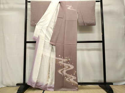 平和屋着物■訪問着　刺繍　絞り　道長草花文　金彩　正絹　逸品　CABH0737ev