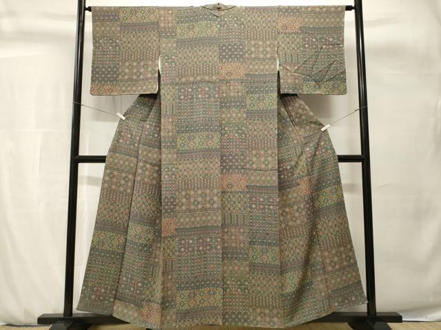 平和屋着物■上質な小紋　蜀江吉祥花文　正絹　逸品　CABH0742ev