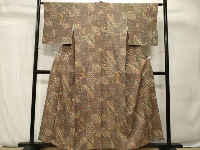 平和屋着物■上質な小紋　吉祥更紗花文　正絹　逸品　CABH0743ev