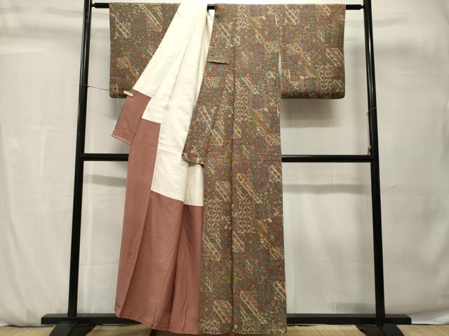 平和屋着物■上質な小紋　吉祥更紗花文　正絹　逸品　CABH0743ev