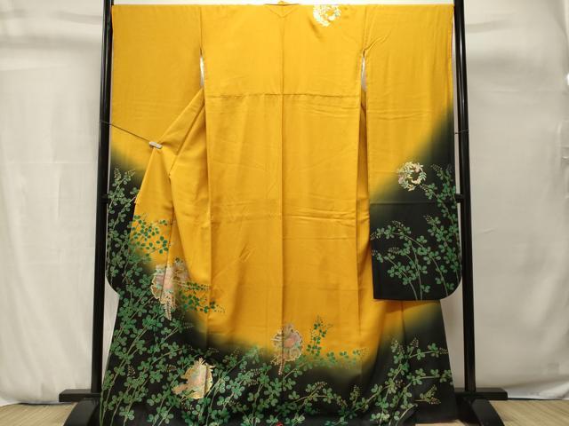 平和屋着物■豪華振袖　萩　雪輪花車文　暈し染め　金彩　正絹　逸品　CABH0751ev
