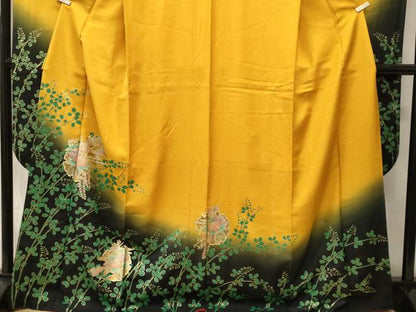 平和屋着物■豪華振袖　萩　雪輪花車文　暈し染め　金彩　正絹　逸品　CABH0751ev