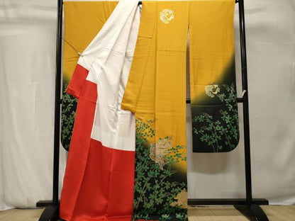 平和屋着物■豪華振袖　萩　雪輪花車文　暈し染め　金彩　正絹　逸品　CABH0751ev