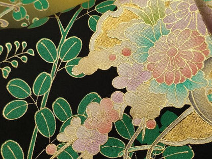 平和屋着物■豪華振袖　萩　雪輪花車文　暈し染め　金彩　正絹　逸品　CABH0751ev