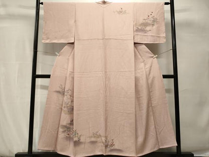 平和屋着物■訪問着　流水草花文　暈し染め　金彩　正絹　逸品　CABH0755ev