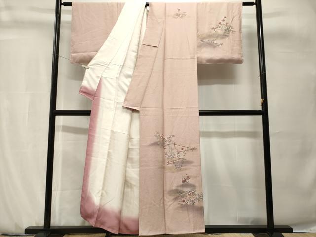 平和屋着物■訪問着　流水草花文　暈し染め　金彩　正絹　逸品　CABH0755ev