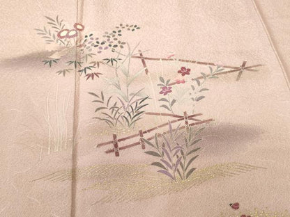 平和屋着物■訪問着　流水草花文　暈し染め　金彩　正絹　逸品　CABH0755ev