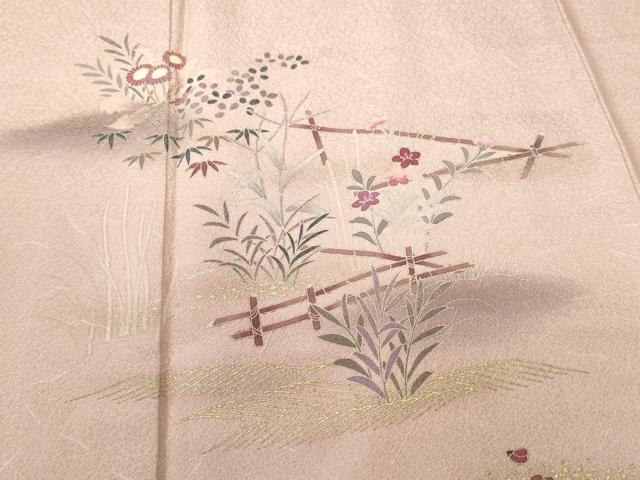 平和屋着物■訪問着　流水草花文　暈し染め　金彩　正絹　逸品　CABH0755ev