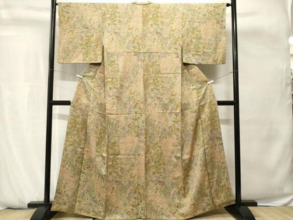 平和屋着物■上質な小紋　切嵌枝更紗花文　正絹　逸品　CABH0756ev