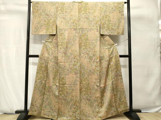 平和屋着物■上質な小紋　切嵌枝更紗花文　正絹　逸品　CABH0756ev