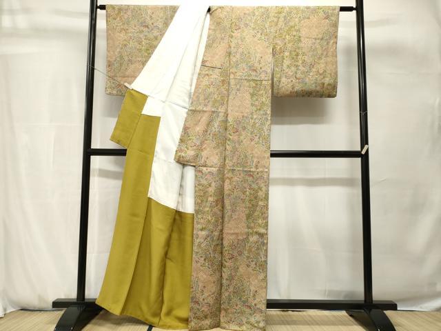 平和屋着物■上質な小紋　切嵌枝更紗花文　正絹　逸品　CABH0756ev