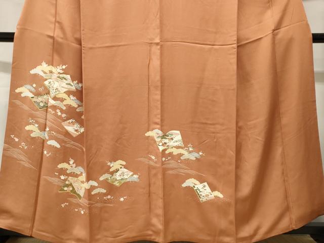 平和屋着物■訪問着　流水松冊子花文　金彩　正絹　逸品　CABH0758ev