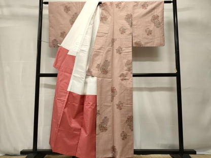 平和屋着物■上質な紬　陶器草花文　正絹　逸品　CABH0759ev