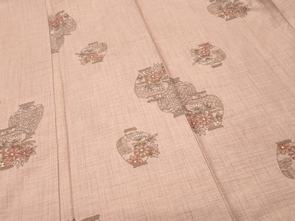 平和屋着物■上質な紬　陶器草花文　正絹　逸品　CABH0759ev