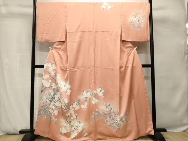 平和屋着物■訪問着　尾長鳥枝花文　暈し染め　正絹　逸品　CABH0760ev