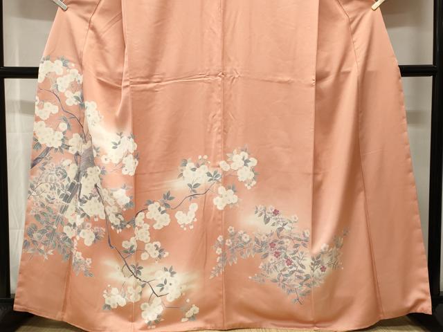 平和屋着物■訪問着　尾長鳥枝花文　暈し染め　正絹　逸品　CABH0760ev