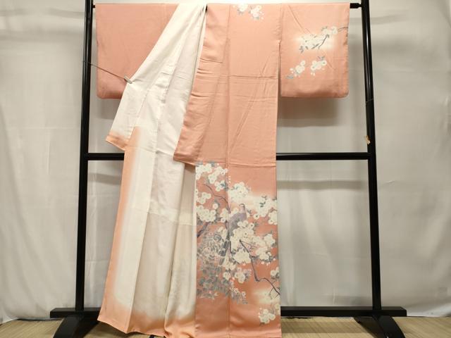 平和屋着物■訪問着　尾長鳥枝花文　暈し染め　正絹　逸品　CABH0760ev