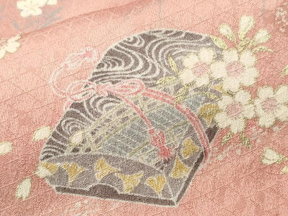 平和屋着物■上質な小紋　文箱扇面松花文　金彩　正絹　逸品　CABH0763ev