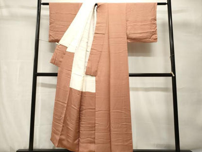 平和屋着物■上質な色無地　水柿色　正絹　逸品　CABH0768ev