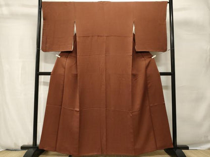 平和屋着物■上質な色無地　小豆色　正絹　逸品　CABH0770ev