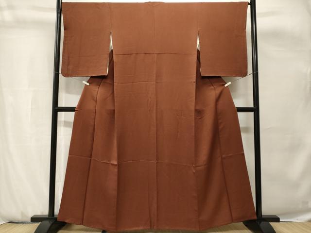平和屋着物■上質な色無地　小豆色　正絹　逸品　CABH0770ev