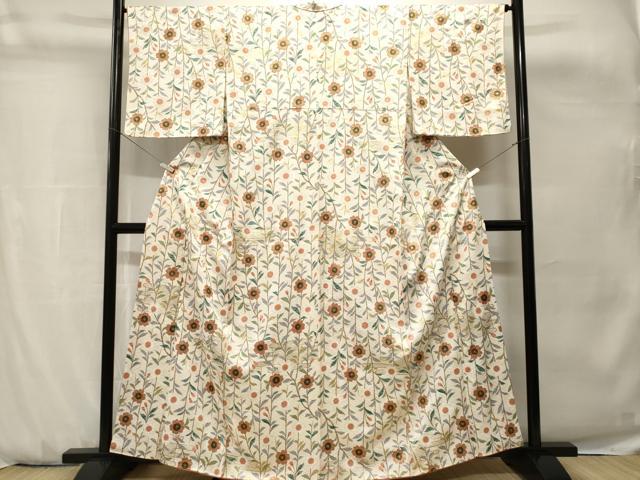 平和屋着物■上質な小紋　エ霞枝花文　金彩　正絹　逸品　CABH0774ev