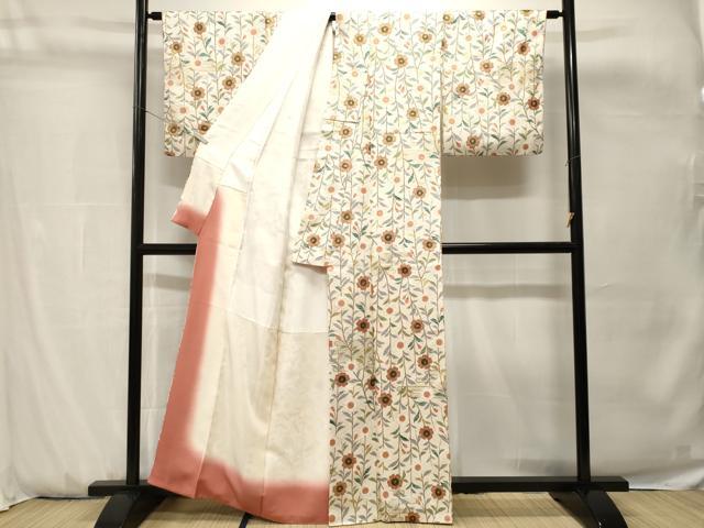 平和屋着物■上質な小紋　エ霞枝花文　金彩　正絹　逸品　CABH0774ev