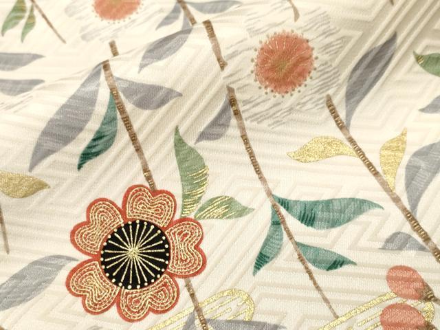 平和屋着物■上質な小紋　エ霞枝花文　金彩　正絹　逸品　CABH0774ev