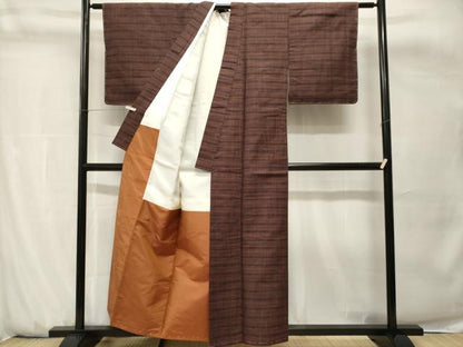 平和屋着物■上質な紬　格子柄　正絹　逸品　CABH0775ev