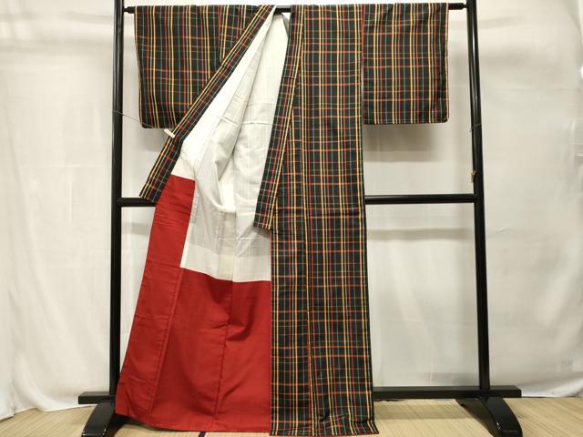 平和屋着物■本場縞大島紬　格子柄　正絹　逸品　未使用　CABH0783ev