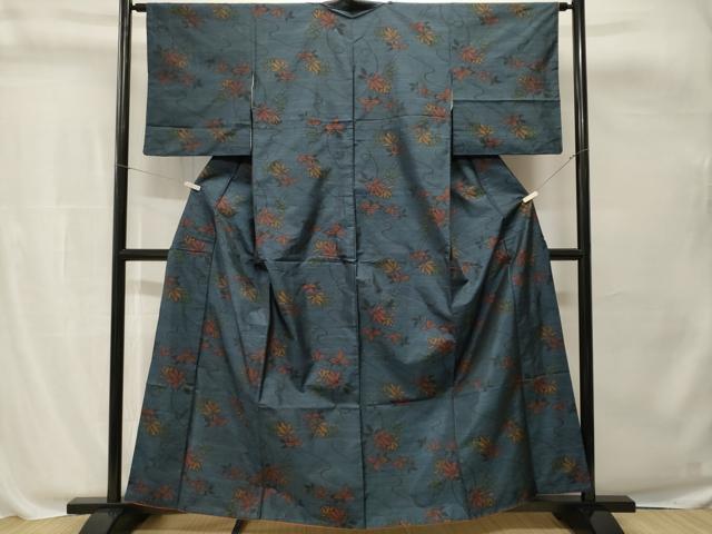 平和屋着物■本場大島紬　枝葉文　正絹　逸品　CABH0784ev