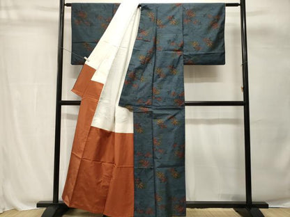 平和屋着物■本場大島紬　枝葉文　正絹　逸品　CABH0784ev