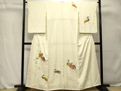 平和屋着物■訪問着　群鶴流水文　金彩　正絹　逸品　CABH0785ev