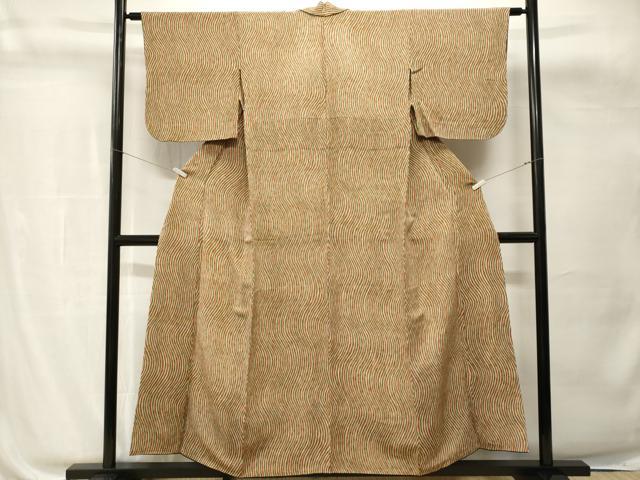 平和屋着物■上質な小紋　よろけ縞　胴抜き仕立て　正絹　逸品　CABH0794ev