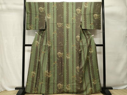 平和屋着物■上質な小紋　雪輪花間道　正絹　逸品　CABH0795ev