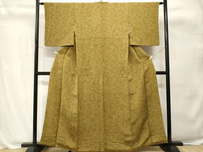 平和屋着物■上質な小紋　枝葉文　鬼しぼ縮緬　正絹　逸品　CABH0797ev