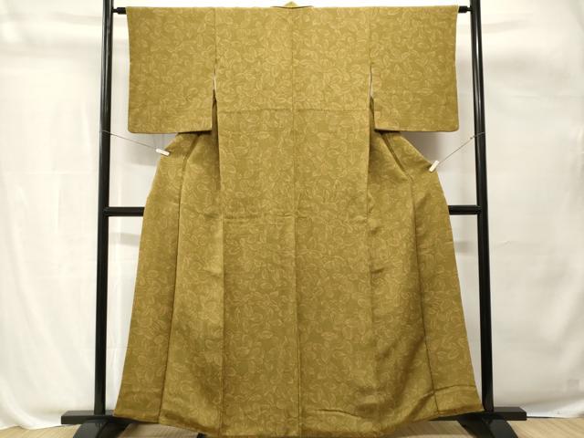 平和屋着物■上質な小紋　枝葉文　鬼しぼ縮緬　正絹　逸品　CABH0797ev