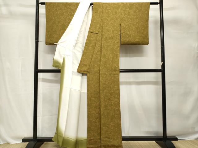 平和屋着物■上質な小紋　枝葉文　鬼しぼ縮緬　正絹　逸品　CABH0797ev