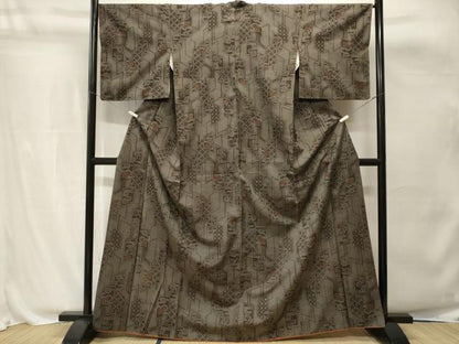 平和屋着物■上質な紬　色紙花吉祥文　正絹　逸品　CABH0800ev